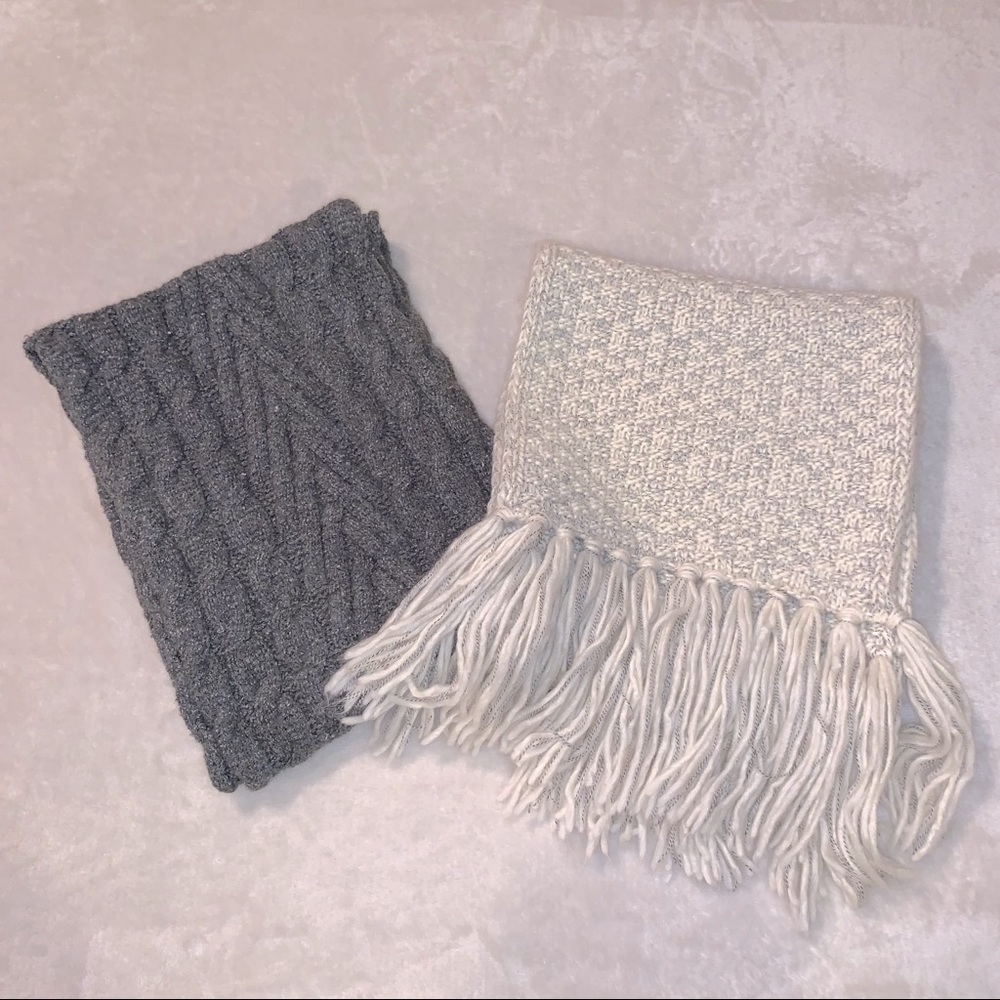 TWO Cream & Gray Scarf